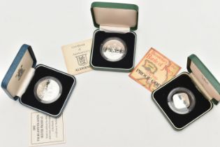 THREE CASED SILVER COINS, to include a 1992 Falkland Islands silver proof £5, a Bicentenary of the