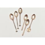 SIX ASSORTED SILVER TEA SPOONS, six golfing interest hallmarked spoons, approximate gross weight