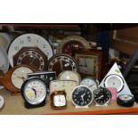 SEVENTEEN WALL AND MANTLE CLOCKS ETC, to include an art deco Westminster chiming mantle clock in