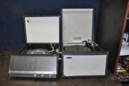 A HACKER GONDOLIER VINTAGE RECORD PLAYER and a Bush vintage record player both with Garrard 2025TC