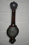 A VICTORIAN FLAME MAHOGANY WHEEL BAROMETER, signed W Horrod of 19 Yardley street, Wilmington, height