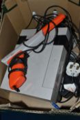NES CONSOLE WITH MIKE TYSON'S PUNCH OUT, includes two controllers and a NES Zapper, console turns on