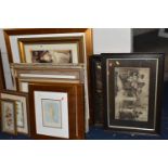 A QUANTITY OF ASSORTED DECORATIVE PRINTS AND A MIRRORED GLASS PICTURE, including limited edition
