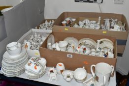 FIVE BOXES AND LOOSE CRESTED WARES, to include three Noritake crested ware vases with painted