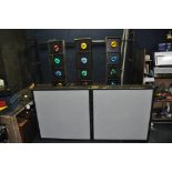 A COLLECTION OF VINTAGE DJs LIGHTBOXES AND A DECK STAND comprising of two large lightboxes 92cm