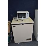 A LEC CHEST FREEZER width 72cm x depth 62cm x height 93cm and a Cookworks microwave (both PAT pass
