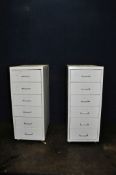 TWO MODERN METAL FILE DRAWERS with six drawers to each, and casters width 28cm x depth 41cm x height