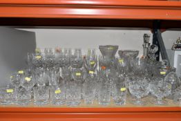 A QUANTITY OF CUT CRYSTAL, comprising four Waterford Crystal 'Nocturne' pattern wine glasses, one
