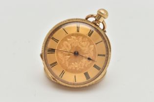 A EARLY 20TH CENTURY 'JOHN BENNET' OPEN FACE POCKET WATCH, hand wound movement, floral dial, Roman