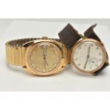 TWO WRISTWATCHES, the first a 9ct gold, hand wound movement, round dial, Arabic numerals, subsidiary