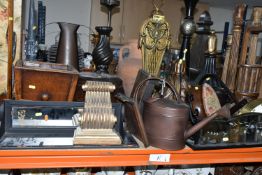 A QUANTITY OF DECORATIVE ITEMS ETC, to include modern corbels, faux cast iron plaques, brass fire
