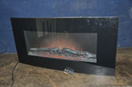 A BLYSS EL1716B ELECTRIC FLAME EFFECT HEATER with curved glass front, digital controller with remote
