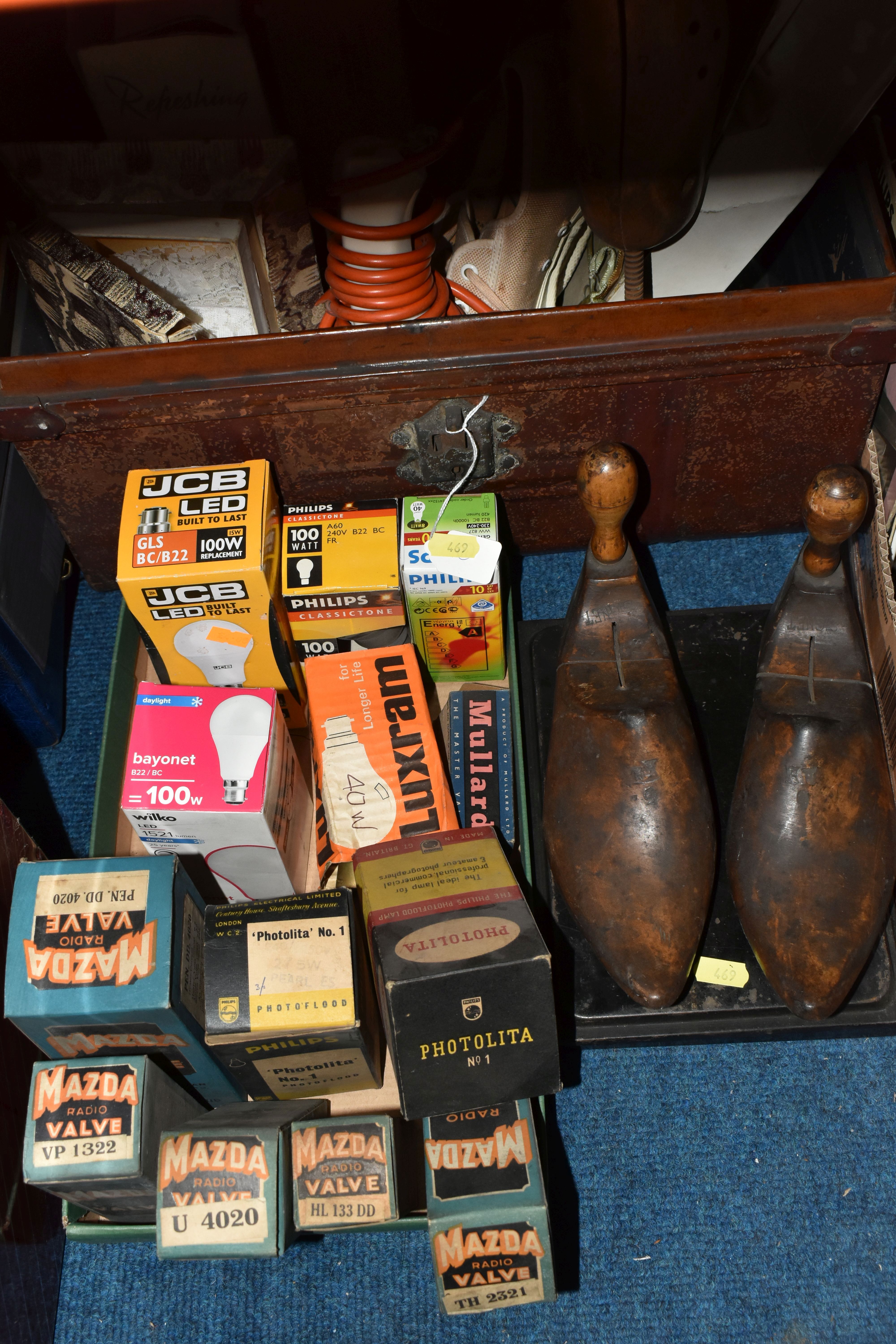 TWO BOXES OF MISCELLANEOUS SUNDRIES, to include a collection of vintage light bulbs in original - Image 2 of 4
