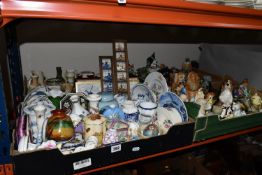 FOUR BOXES OF CERAMICS AND ORNAMENTS, to include a quantity of bird and animal figurines, a