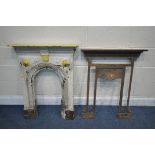 A VINTAGE CAST IRON FIRE SURROUND, width 73cm x height 84cm, and another fire surround (condition