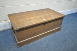 A 19TH CENTURY SCUMBLED PINE TOOL CHEST, with a fitted interior, width 79cm x depth 42cm x height
