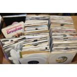 A BOX OF VINYL SINGLES, approximately three hundred and fifty records, by artists to include