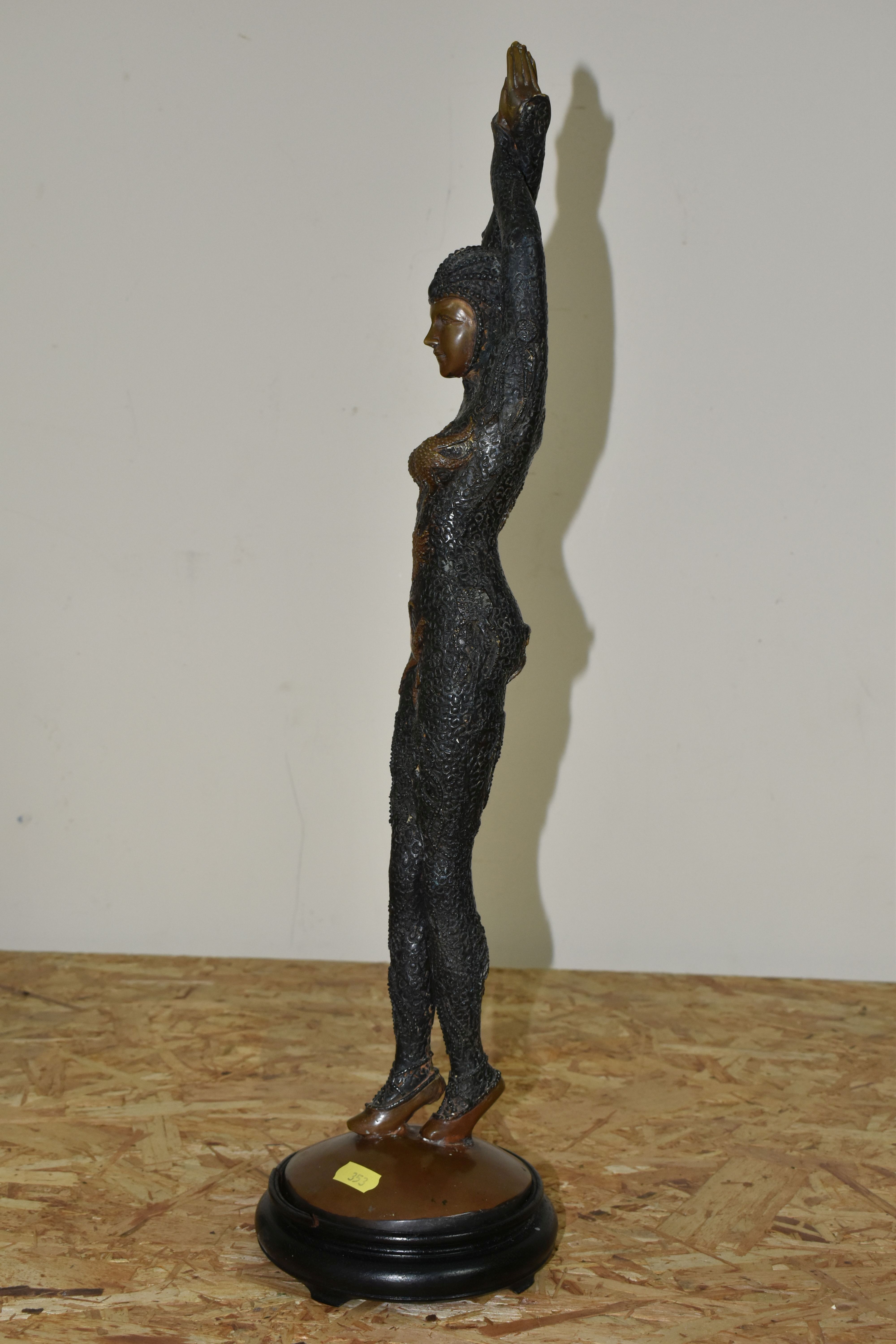 A CHIPARUS STYLE CAST BRONZE 'STARFISH DANCER' STATUETTE, arms outstretched above her head, height - Image 4 of 9