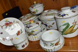 A QUANTITY OF ROYAL WORCESTER 'EVESHAM' PATTERNED OVENWARE, comprising two large oval covered