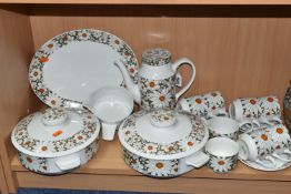 EIGHTEEN PIECES OF MIDWINTER POTTERY 'MICHAELMAS' PATTERN COFFEE AND DINNER WARES, designed by