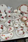 A COLLECTION OF ROYAL ALBERT ROSE PATTERNED TEA WARES, comprising twelve pieces of Old English Rose: