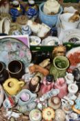 TWO BOXES OF CERAMICS AND ORNAMENTS, to include four Villeroy & Boch Flower fairy Collection plates,