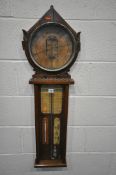 A ROYAL POLYTECHNIC ADMIRAL FITZROY BAROMETER, by Joseph Davis & Co Fitzroy Works, the oak case with