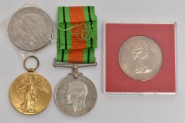 TWO COMMEMORATIVES AND TWO MEDALS, to include a cased 'Gibraltar 1947-1972' commemorative, a