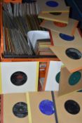 ONE BOX OF SINGLE RECORDS, approximately two hundred records, to include artists Cher, Manfred Mann,