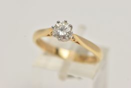 AN 18CT GOLD SINGLE STONE DIAMOND RING, the brilliant cut diamond within an eight claw setting,