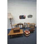 A SELECTION OF OCCASIONAL FURNITURE, to include a mid-century coffee table, a vintage singer