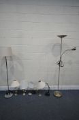 A SELECTION OF LIGHTING, to include two standard lamps, and five table lamps (7)