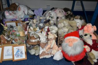 A LARGE COLLECTION OF MODERN SOFT TOYS AND DOLLS, majority are soft toy rabbits but also includes