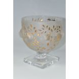 A MODERN LALIQUE 'ELISABETH' PEDESTAL VASE, the frosted body of the goblet shaped vase moulded