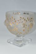 A MODERN LALIQUE 'ELISABETH' PEDESTAL VASE, the frosted body of the goblet shaped vase moulded