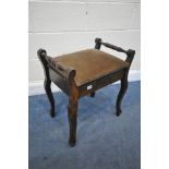 AN EDWARDIAN MAHOGANY PIANO STOOL (condition report: surface scratches)
