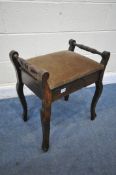 AN EDWARDIAN MAHOGANY PIANO STOOL (condition report: surface scratches)