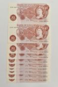 A GROUP OF TEN x TEN SHILLINGS BANK OF ENGLAND CONSECUTIVE AND UNCIRCULATED BANKNOTES B73N 448701-