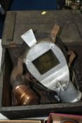 AN EARLY 20TH CENTURY WELDER'S MASK, patent No. 21098, in original wooden crate, made by Scott &