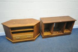 TWO 'THE CABINET WORKSHOP' WARWICK, HARDWOOD TV CABINETS, largest cabinet width 11cm x depth 40cm