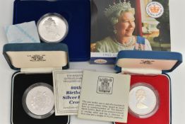 THREE CASED COINS, to include 'Her Majesty The Queen 1952 Golden Jubilee 2002 Crown' a cased '90th