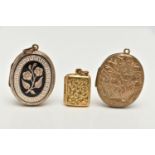 THE LATE VICTORIAN MEMORIAL LOCKETS, two of oval outline, one of rectangular outline, two with