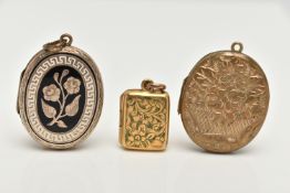 THE LATE VICTORIAN MEMORIAL LOCKETS, two of oval outline, one of rectangular outline, two with