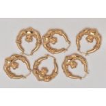 THREE PAIRS OF 9CT GOLD CREOLE EARRINGS, three pairs of matching claddagh design earrings,