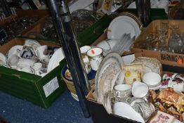 SEVEN BOXES AND LOOSE CERAMICS AND GLASS WARES, to include four pieces of Royal Albert Old Country