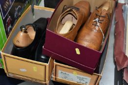 THREE BOXED PAIRS OF GENTLEMEN'S 'BARKER' LEATHER SHOES, all UK size 9.5, one pair of black lace-