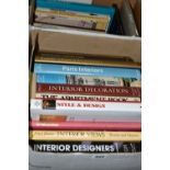 TWO BOXES OF HARDBACK BOOKS, twenty five books subjects include interior design, furniture design,