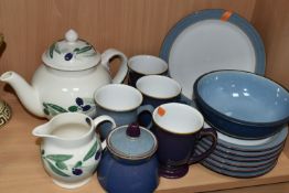 AN EMMA BRIDGEWATER TEAPOT AND CREAM JUG, WITH DENBY DINNER WARES, comprising Emma Bridgewater