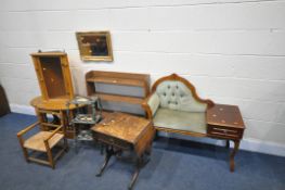 A SELECTION OF OCCASIONAL FURNITURE, to include an oak oval nest of three tables, an oak four tier