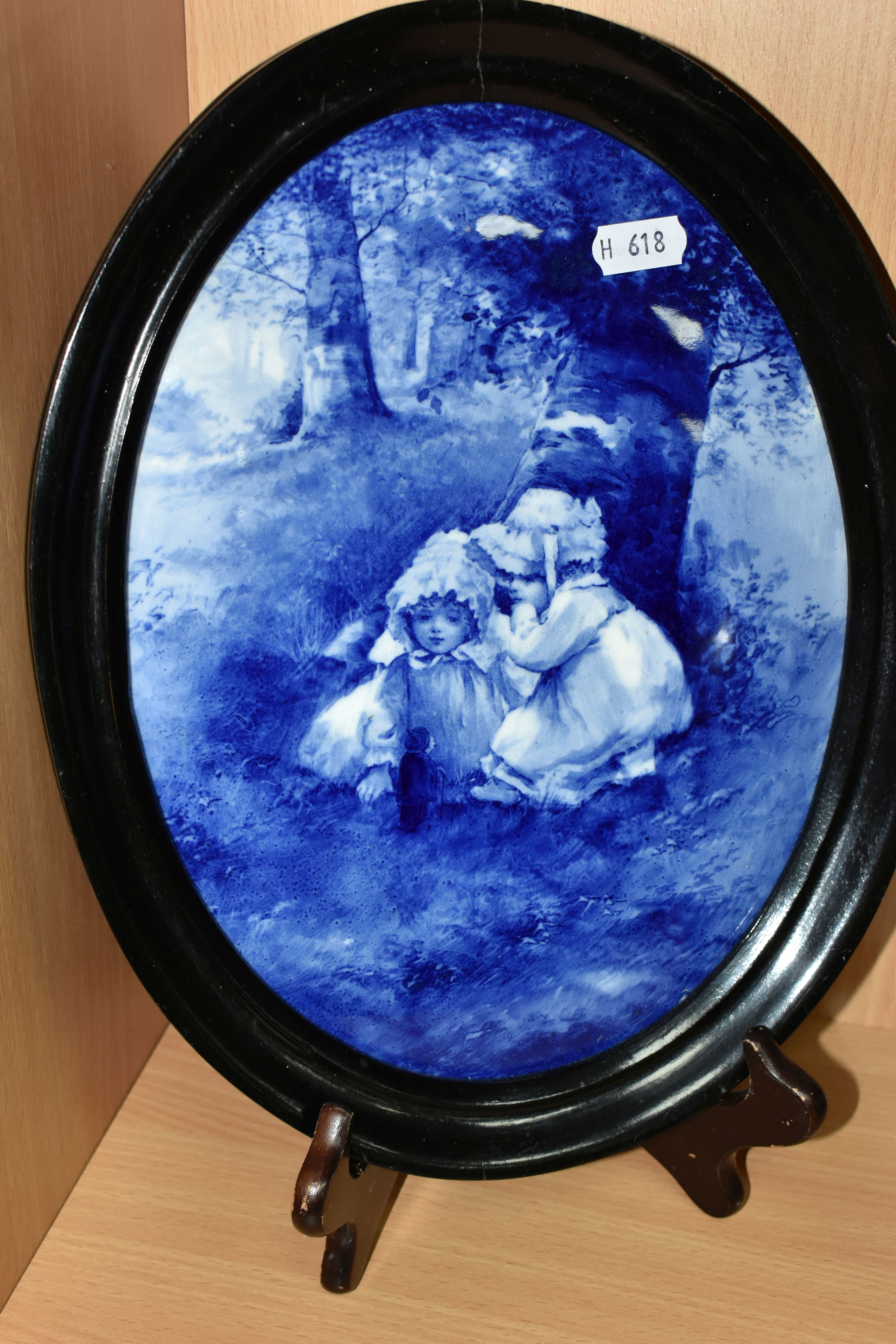 A ROYAL DOULTON BLUE CHILDREN PLAQUE AND A MORRISIAN WARE JUG, the framed oval plaque decorated with - Image 6 of 8